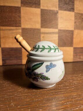 Portmeirion Honey Condiment Jar with Wood Spoon